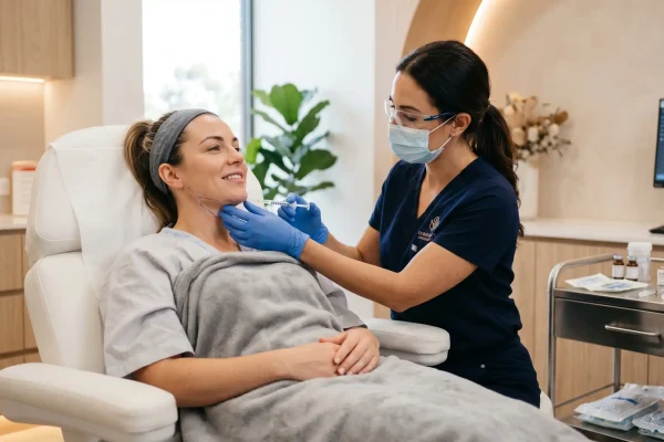 Surgeon performing FaceTite RF facial contouring procedure