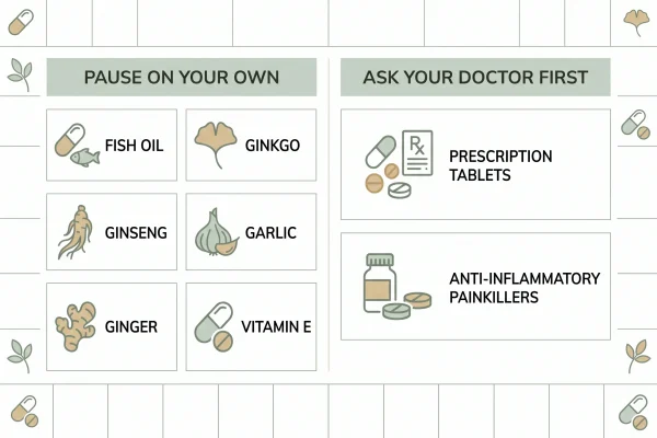 Supplements to pause before fillers versus prescriptions to discuss with your doctor