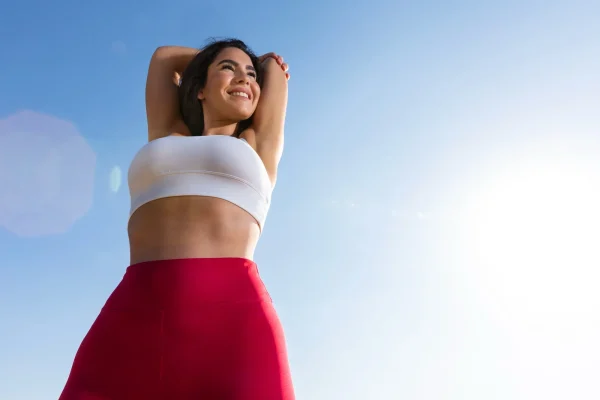 fit girl stretching out