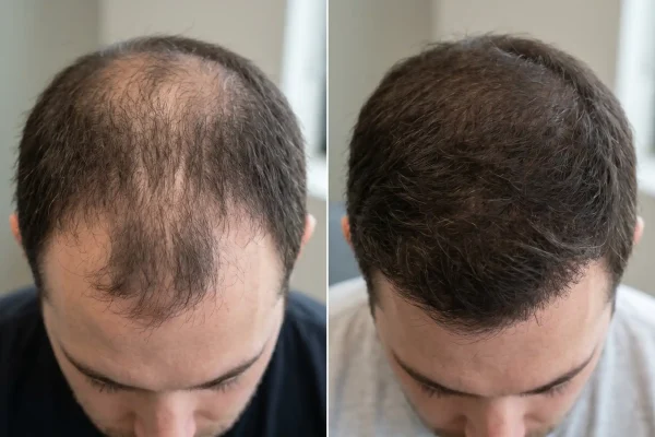 Hair density comparison after combining PRP with daily treatment