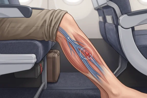 How a blood clot forms in the leg when flying after liposuction