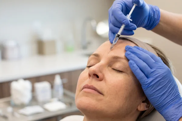 How long Botox lasts, shown during a forehead injection