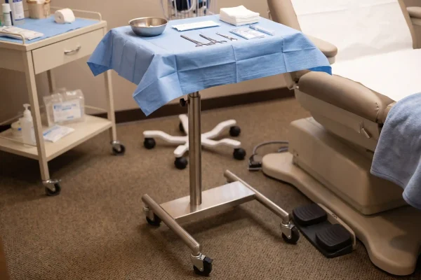 In-office procedure room set up for awake neck liposuction in Tampa