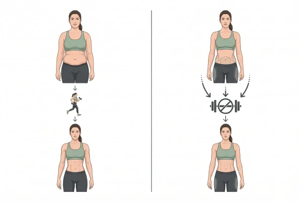 Infographic comparing what training changes and what liposuction addresses