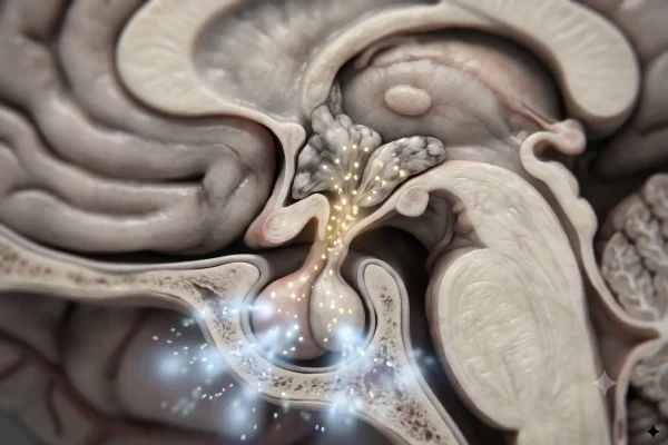 Infographic of how Sermorelin signals the pituitary to release growth hormone