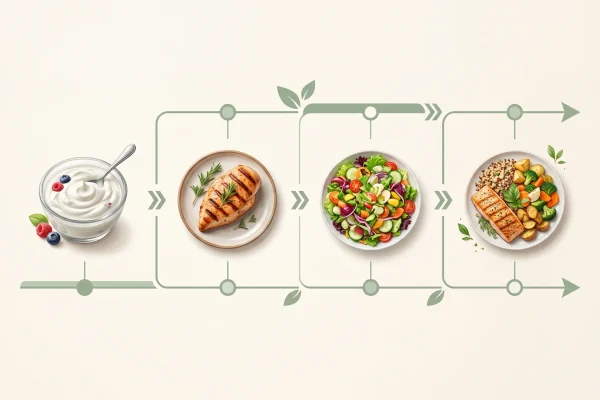 Liposuction recovery eating timeline by phase from 72 hours through three months