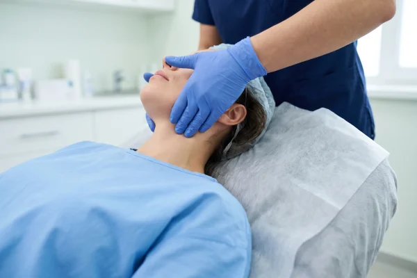 Lymphatic drainage treatment during neck liposuction recovery in Tampa