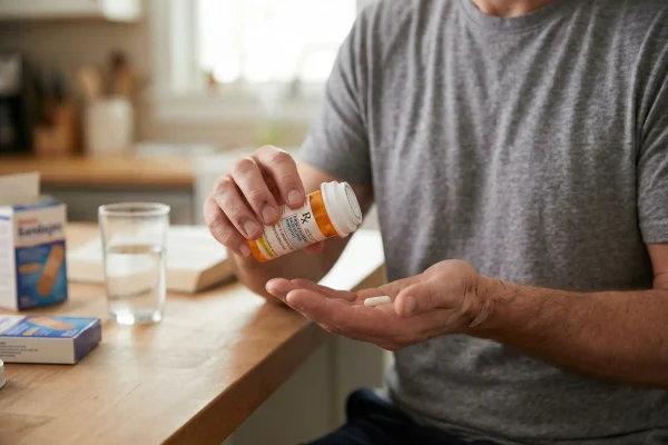 man drinking medicine