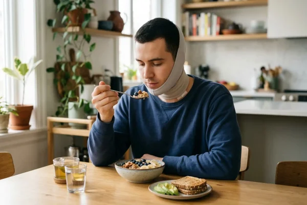 man eating healthy food