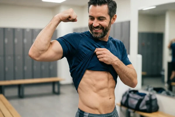 man flexing his good body