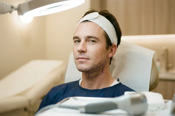 man getting ready for the treatment