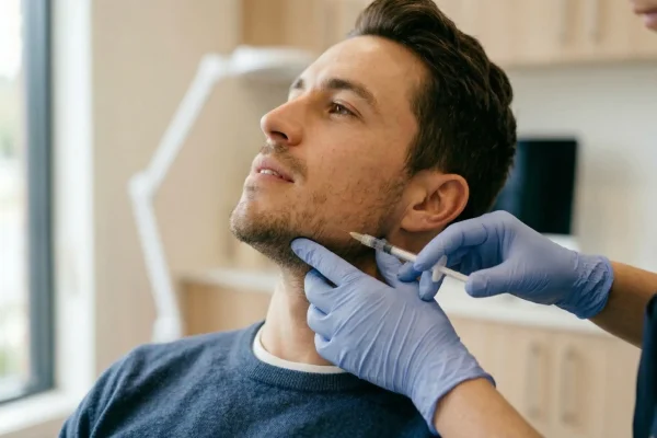 man having jawline filler
