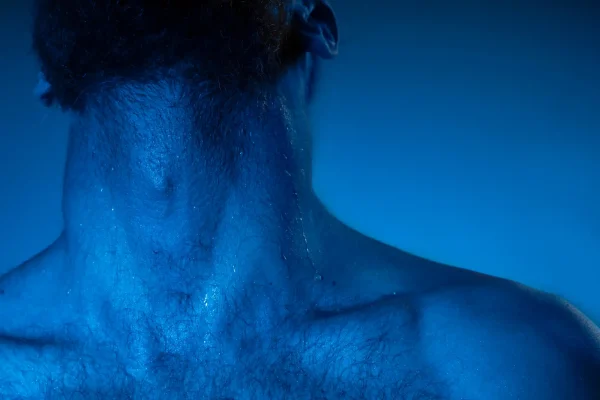 man in blue tones