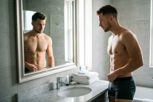 man looking at the mirror