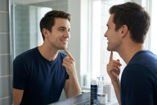 man looking at the mirror