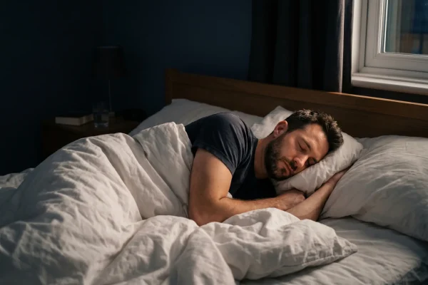 Man sleeping deeply representing ibutamoren sleep quality improvement
