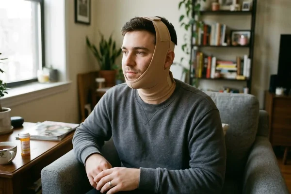 man wearing a compressing garment