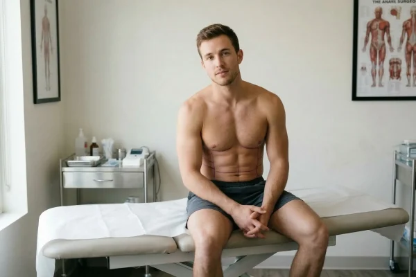 man with fit body sitting