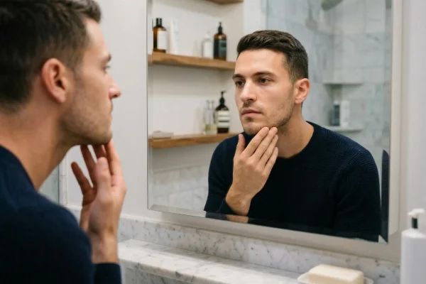 man with jawline filler