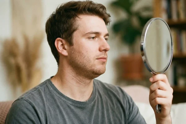 man with submental fat
