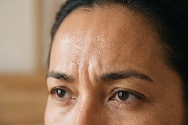 Natural mobile forehead showing Botox not done too often
