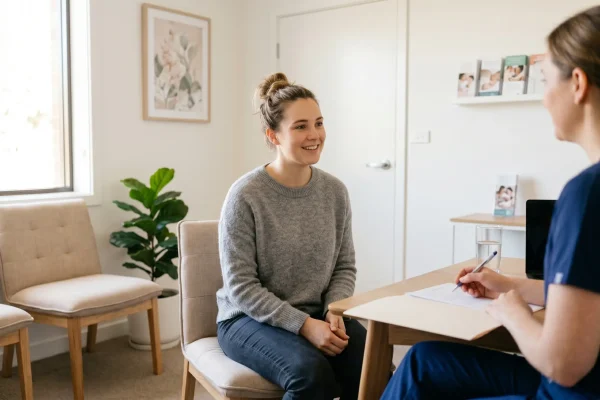 New mother consulting about restarting Botox after pregnancy
