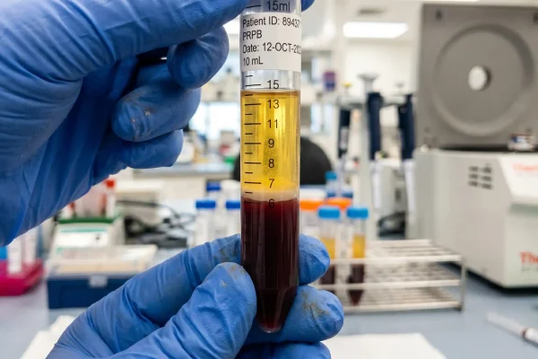 Platelet-rich plasma layer separated from blood for a PRP wrinkle treatment