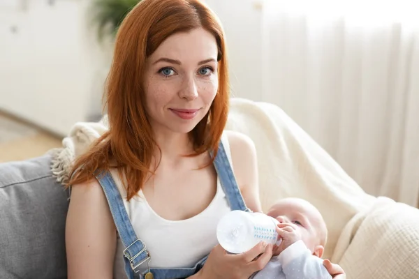 A portrait of beautiful mother with her baby