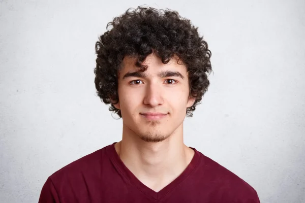portrait of curly handsome