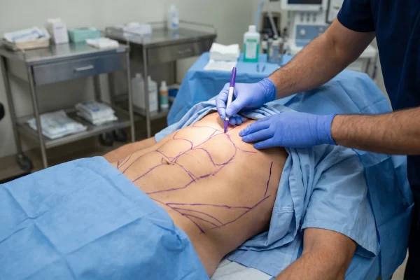 Pre-op marking for HD liposuction targeting male abdominal muscle lines