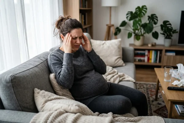 Pregnant woman with migraine weighing Botox treatment options