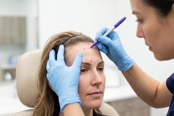 Provider mapping injection points to prevent a heavy forehead after Botox