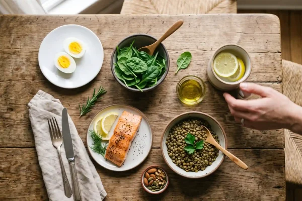Protein and iron-rich foods that support hair growth alongside PRP