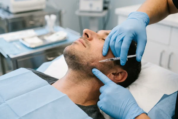 Provider performing jaw-slimming injection for a non-surgical jawline