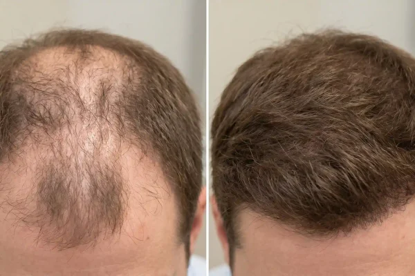 Before and after hair density from a series of PRP hair treatments