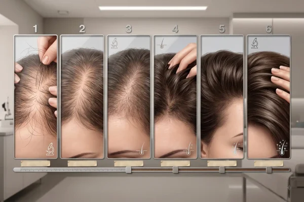 PRP hair growth timeline from month one to month six