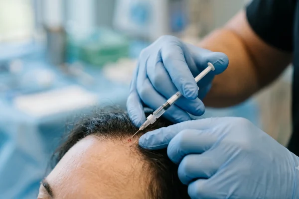 Skilled physician assistant performing precise PRP scalp injections for hair