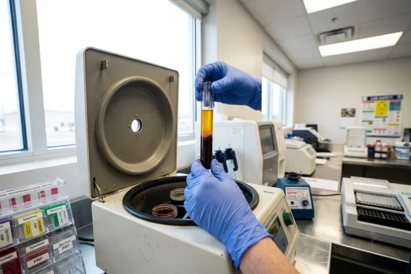 Centrifuge separating platelet-rich plasma for PRP hair treatment