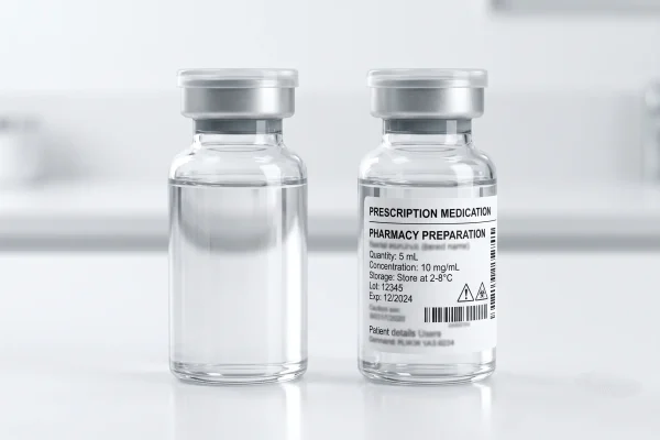 Research-grade TB 500 vial compared with pharmacy-prepared medication