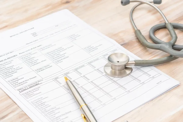 Stethoscope on patient information