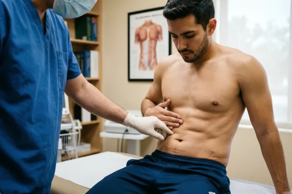 surgeon checking the patient