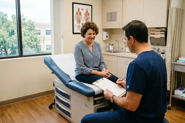 surgeon discussing armpit Botox with a patient in a Tampa clinic