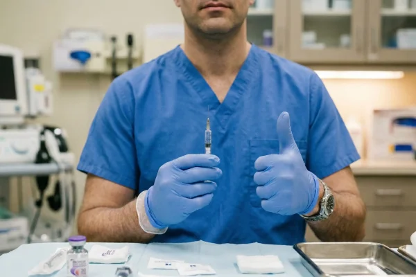 surgeon holding a syringe