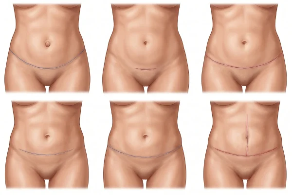 Tummy tuck incision types compared: full, mini, extended, fleur-de-lis