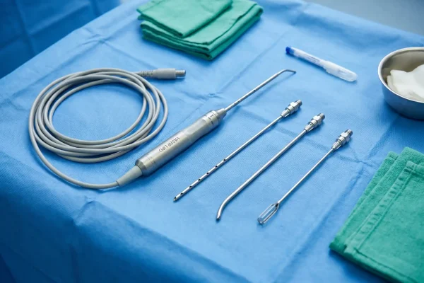 VASER ultrasound probe and cannulas used in HD arm liposuction