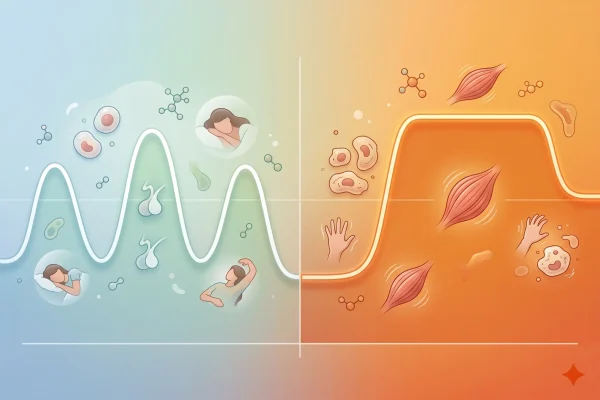 Visual comparing Sermorelin natural hormone rhythm to direct HGH levels