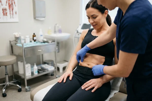 woman getting checked by the surgeon