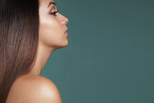 woman showing her chin