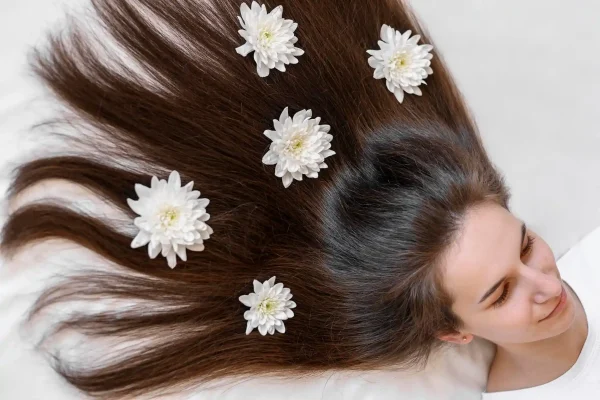 Woman with flowers in hair