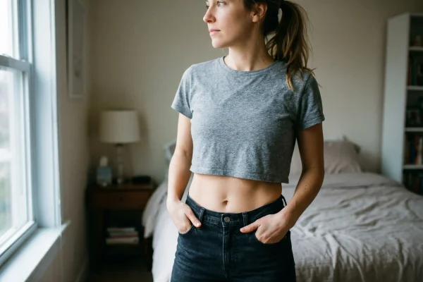 young woman with flat tummy